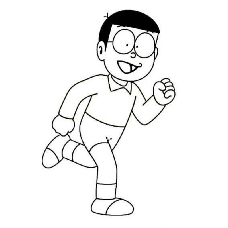 Mưa buồn Nobita khóc bên cửa sổ, tranh tô màu