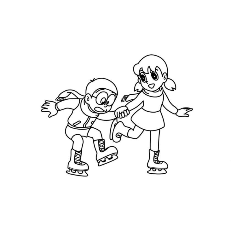 Nobita cùng Xuka dạo chơi trong công viên