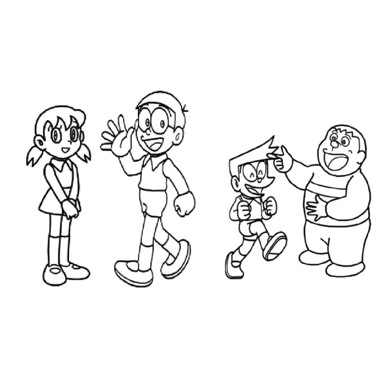 Tình cảm gia đình Nobita được thể hiện qua nét tô màu
