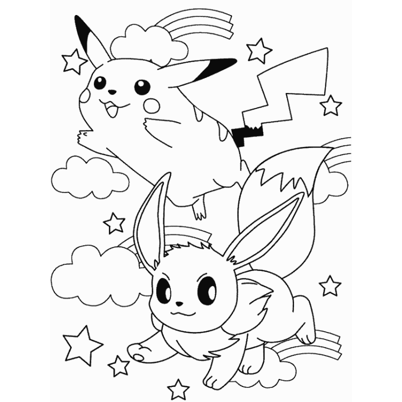 Tô màu Pokemon Chibi Pikachu và Bulbasaur