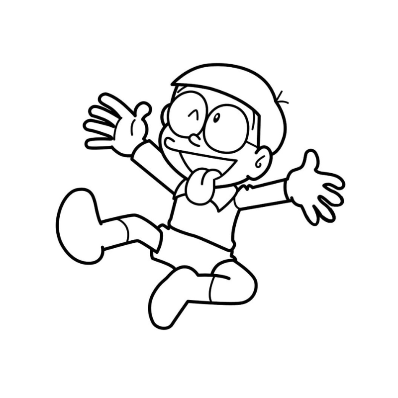 Tranh tô màu Nobita trong rừng nhiệt đới
